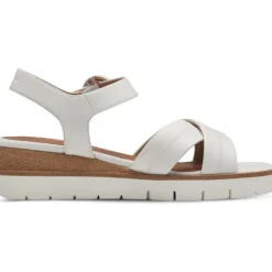 Damen Tamaris Sandaletten<28202, Plateau-Sandaletten, Damen, WHITE LEATHER
