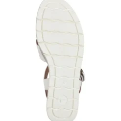 Damen Tamaris Sandaletten<28202, Plateau-Sandaletten, Damen, WHITE LEATHER