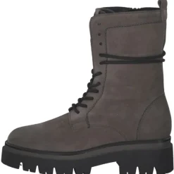 Damen Tamaris Stiefel<25265, Schnürstiefeletten, Damen, Grey Suede