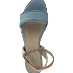 Damen Tom Tailor Sandaletten<5390040017, Plateau-Sandaletten, Damen, sky
