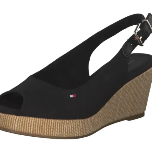 Damen Tommy Hilfiger Sandaletten<FW0FW04788, Keilsandaletten, Damen, Schwarz (Black)